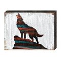 Designocracy Wolf on the Stone Vintage Wildlife Art on Board Wall Decor 98227112